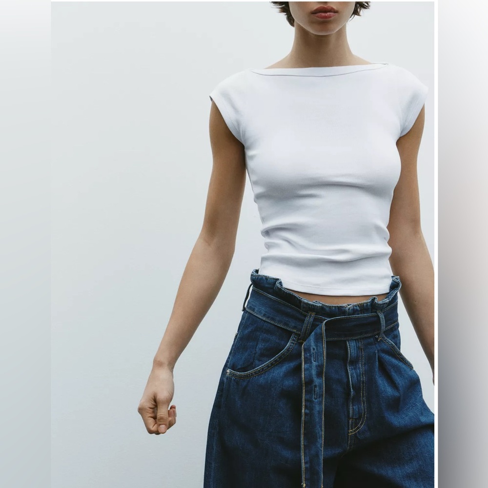 Zara White Cap Sleeve Top